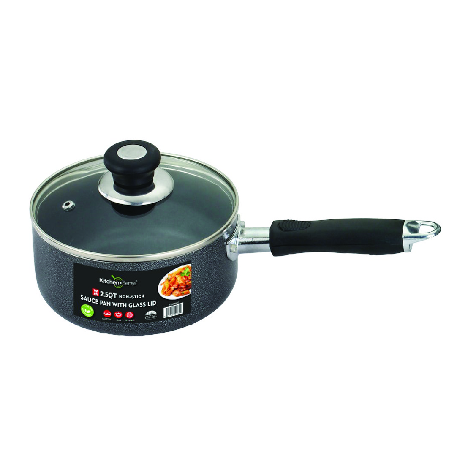 3.5QT Nonstick Saucepan with Glass Lid