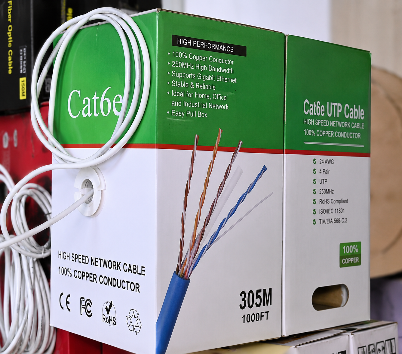 1000 ft cat 6 cables white