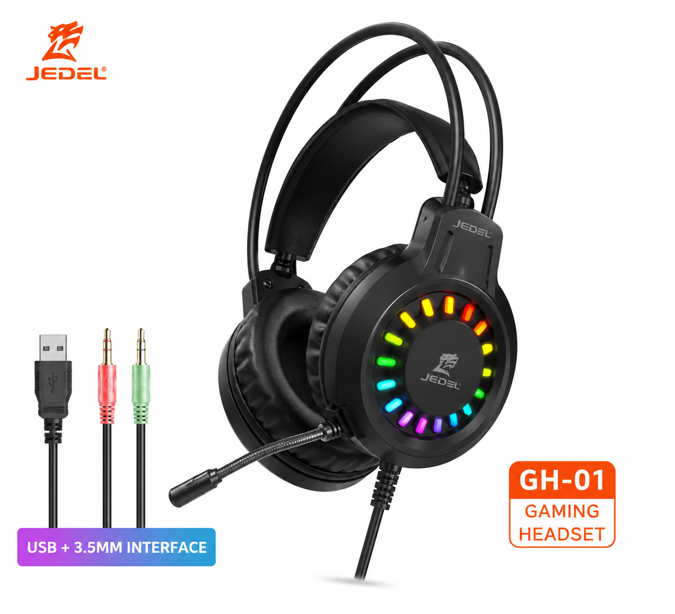 JH-785 RGB headphones 3.5mm+USB Separate packaging