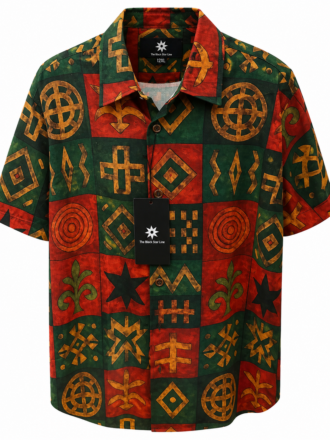 Men’s African Symbol Print Short-Sleeve Shirt