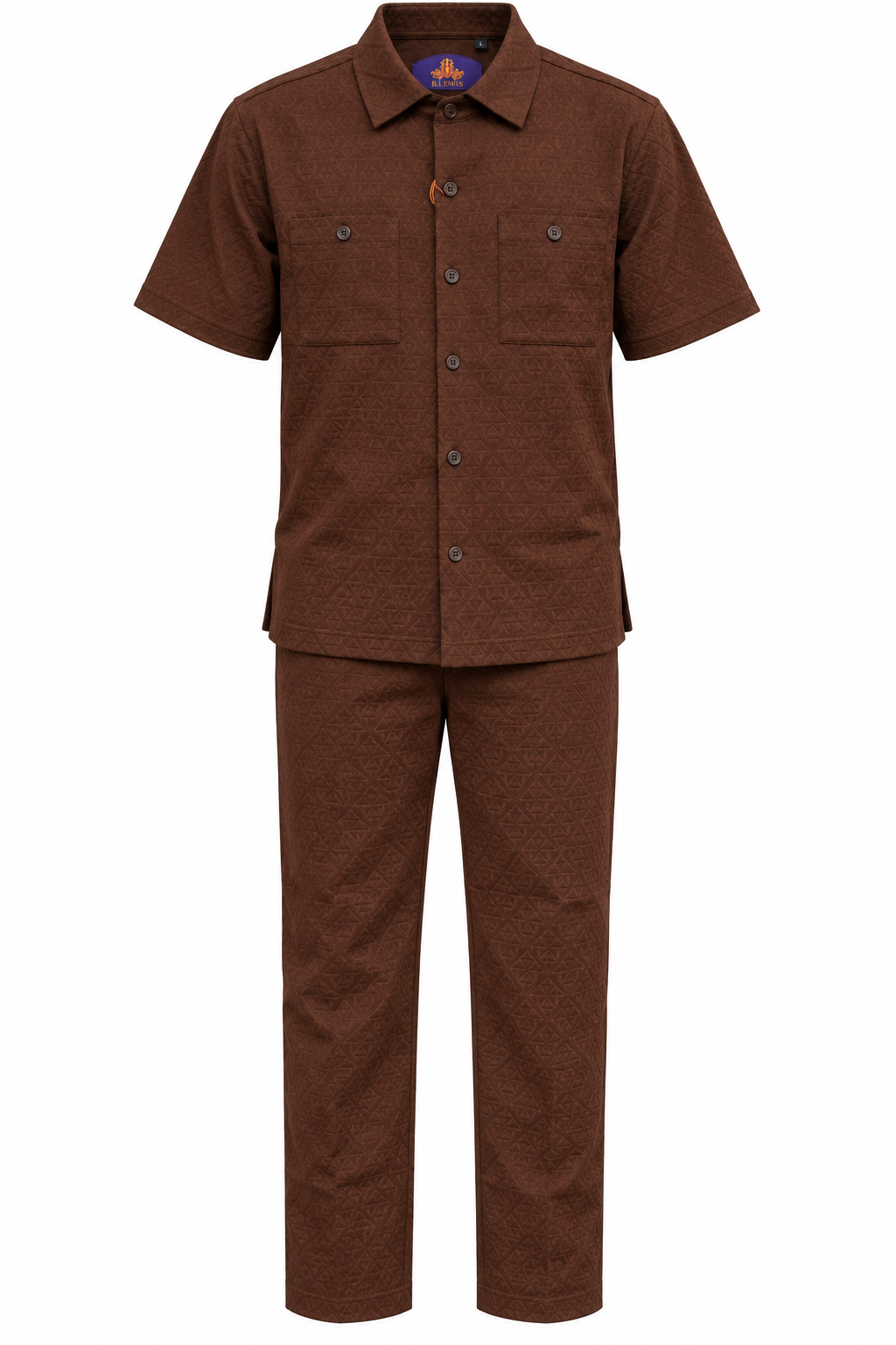 R. Lewis Jacquard Two-Piece Short Sleeve Shirt & Pants Set